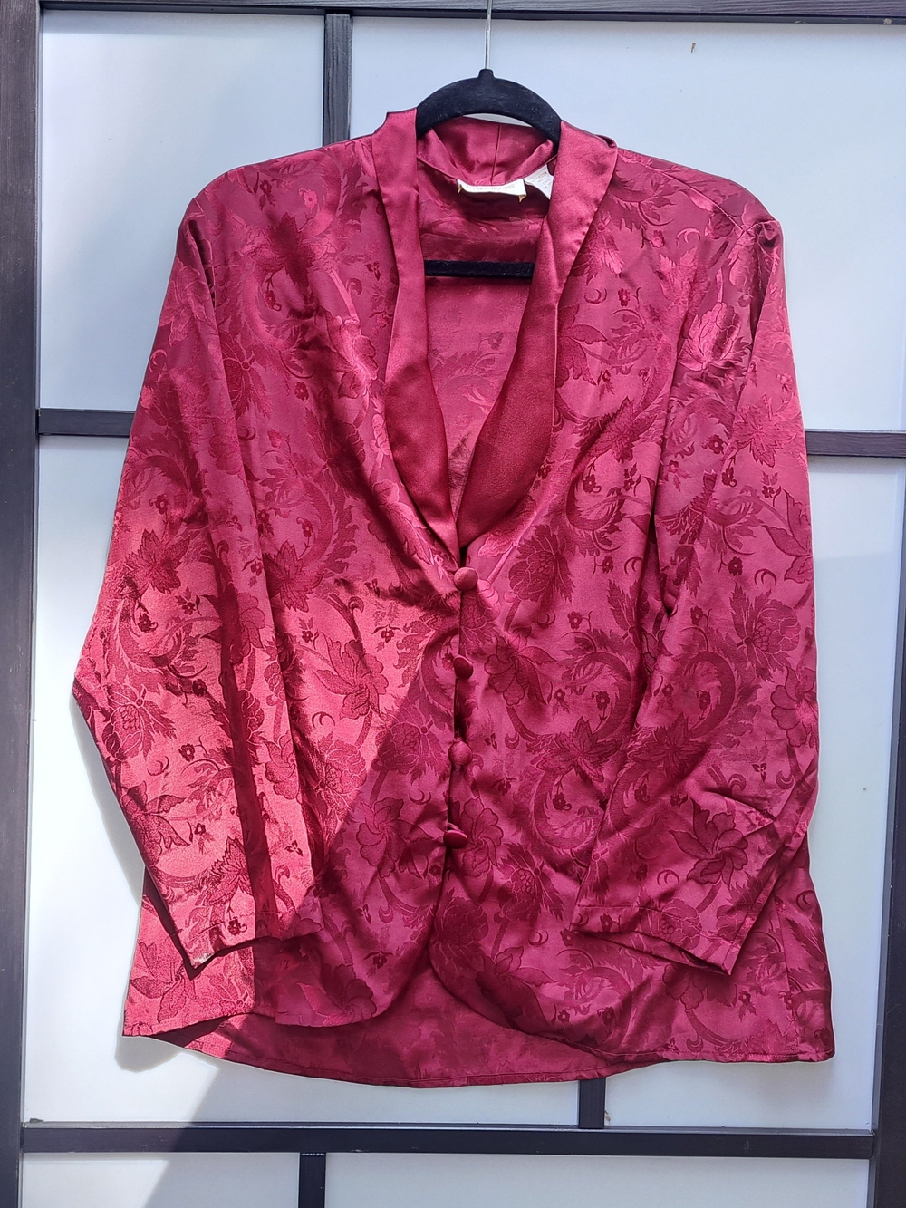 Victoria's Secret Gold Label Vintage Wine Jacquard Satin Pajama Top Size Small